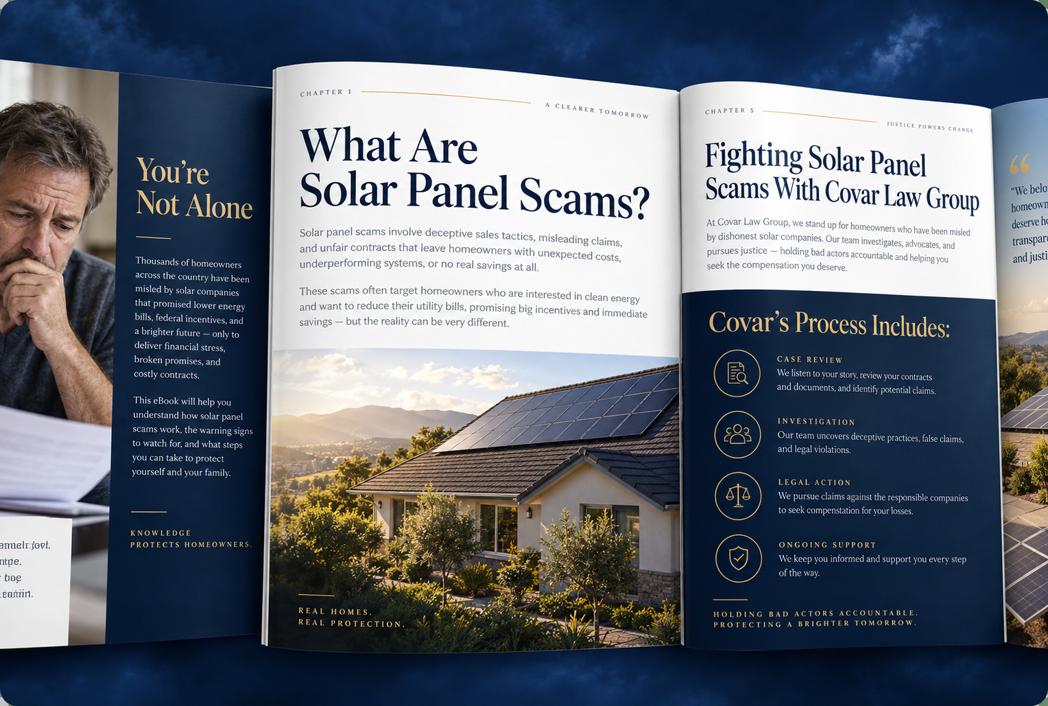 Preview of pages inside the Solar Panel Scams strategic guide